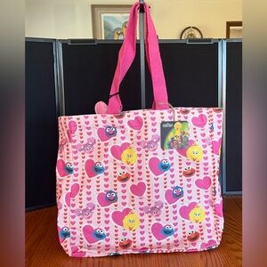 Sesame Street Pink Heart Canvas Tote Bag
